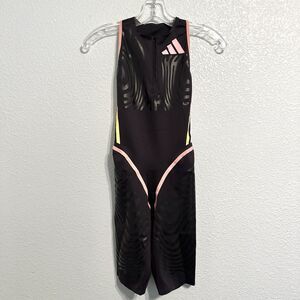 adidas Black Track Jumpsuit with Pink and Yellow Accents